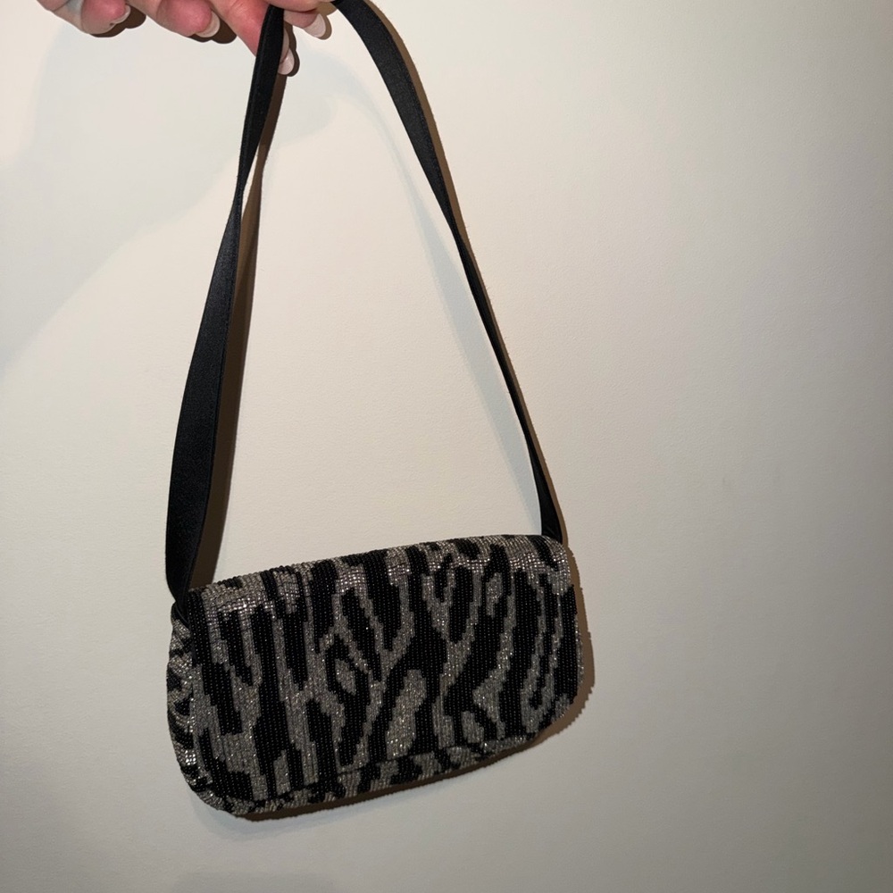 Black & Silver Beaded Shoulder Bag